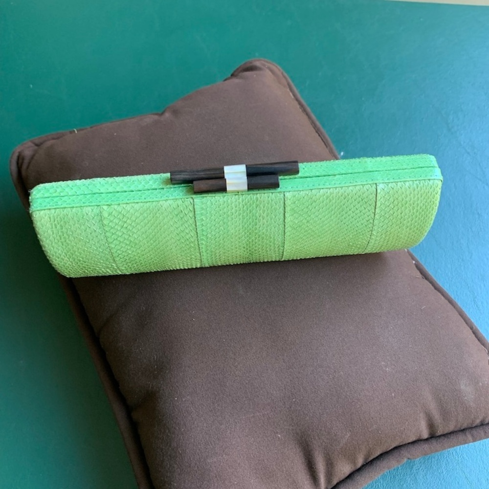 Lime Green  Marjorie Renner Snakeskin Clutch